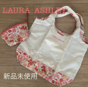 [ 미사용 새상품 ] 로라 애슐리 에코백 꽃무늬 핑크 포켓 부착
