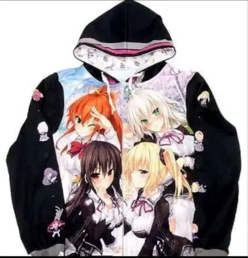 노라와 황녀와 길고양이 하트 풀 그래픽 후드티