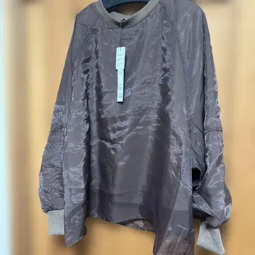 mal 오간자 레이어드 볼륨 소매 풀오버 브라운