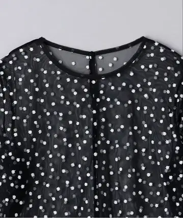 유나이티드 애로우즈 튤 플라워 롱 슬리브 티셔츠