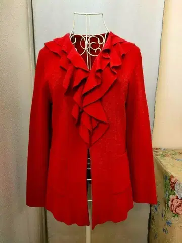 레지앙스 REG:ENCE 레드 가디건 프릴 자켓