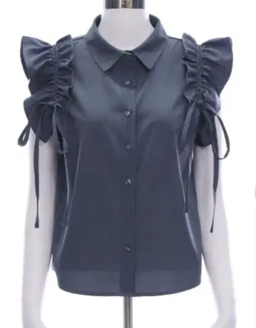 clear 클리어 리본 포함 프릴 슬리브리스 블라우스 프렌치 걸리시