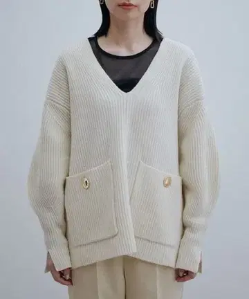 ADAM ET ROPE 안티필링 미들 게이지 풀오버 아이보리 니트