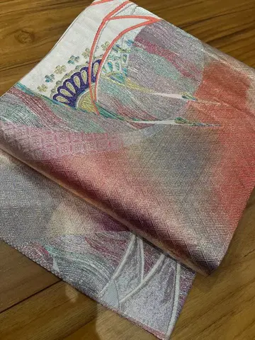 후쿠로 오비 후리소데용 금은 화려한 학 새상품급 중고