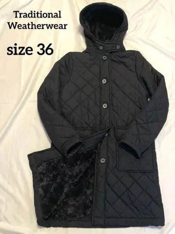 트래디셔널 웨더웨어 M 네이비 보아 안감 코트 퀼팅