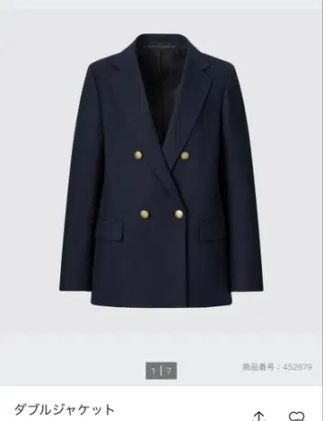 UNIQLO 네이비 더블 자켓 골드 버튼
