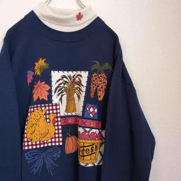 가을 수확 단풍 호박 옥수수 맨투맨 미국 빈티지 의류 빈티지 90s