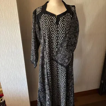 전체 자수 사양 면 슬릿 롱 원피스 오샤레