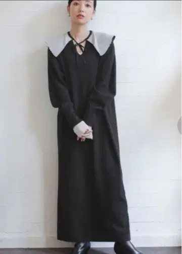 LOWRYSFARM 엘리츠키소데 시어 니트 원피스 블랙 블랙