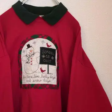 패치워크 눈사람 옷깃 맨투맨 미국 빈티지 의류 빈티지 90s