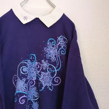 눈꽃 모닝 맨투맨 반짝이는 미국 빈티지 의류 빈티지 90s