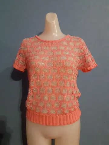 핑크 시스루 썸머 니트