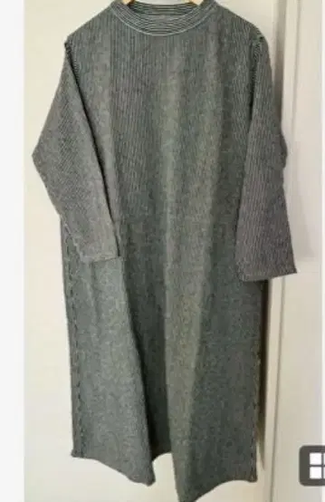 45r 데코보코 천축 드레스 인디고 롱 원피스