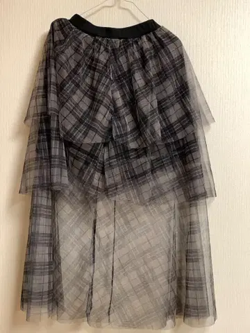 spkay 스커트 시어계 체크 무늬