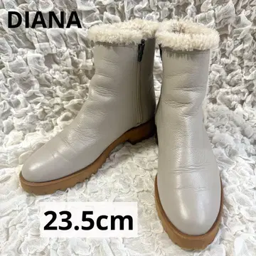 다이애나 보아 퍼 숏부츠 사이드 지퍼 천연 가죽 23.5