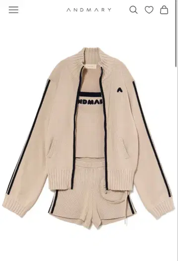 andmary Zoe 풀 집업 세트 베이지