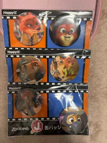 주토피아 1번 복권 닉 와일드 캔뱃지 세트