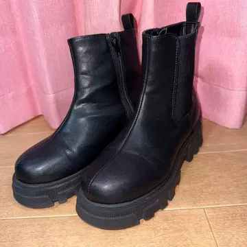 블랙 첼시 부츠 통굽