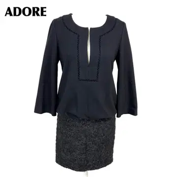 [ 새상품급 ] ADORE 도킹 울 원피스 울 36 블랙 무지