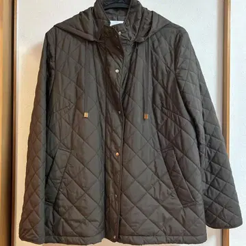 자유구 브라운 퀼팅 자켓 후드 부착