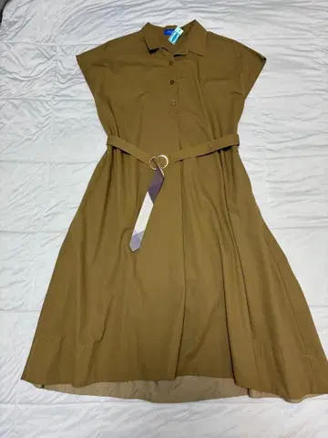 브라운 셔츠 원피스 벨트 포함