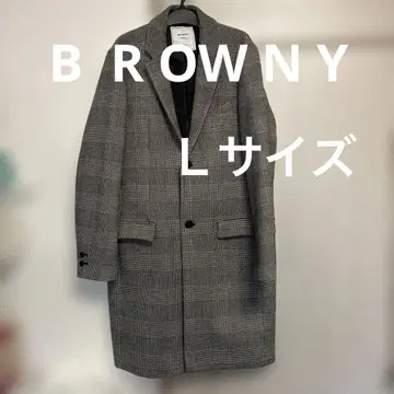 BROWNY Laype 체스터 코트 그레이 체크 무늬 L 사이즈