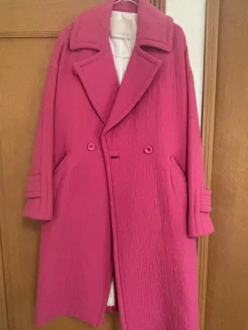 ESTINATION 핑크 더블 브레스트 롱 코트