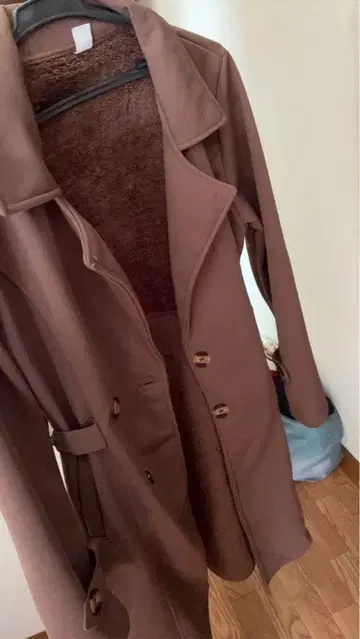 브라운 롱 코트 슬림 속기모