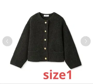 미라 오웬 파일 편직 숏 기장 금장 버튼 니트 자켓