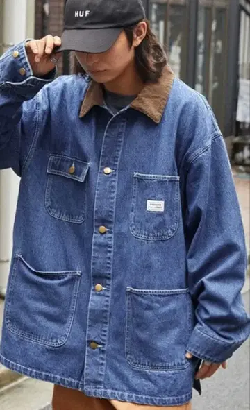 데님 자켓 L 사이즈 코듀로이 카라 부착
