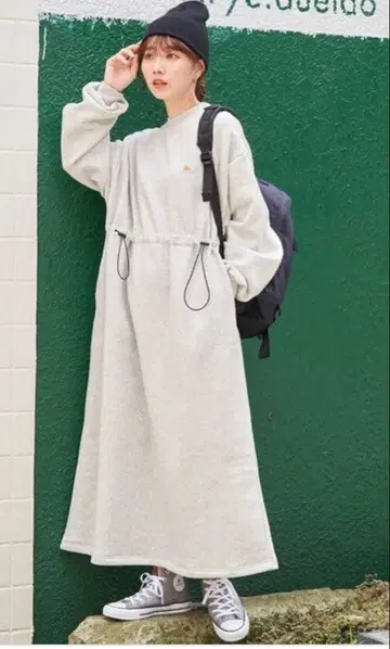 허리 드로 코드 맨투맨 원피스