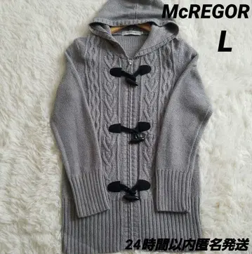 맥레거 더플 스타일 니트 후드티 가디건 L 그레이