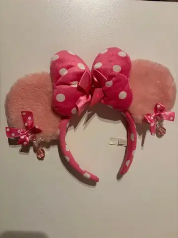 디즈니 머리띠 귀찌 핑크 미니 리본 도트