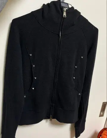 지퍼 후드티 더블 지퍼 스터드 포함 y2k