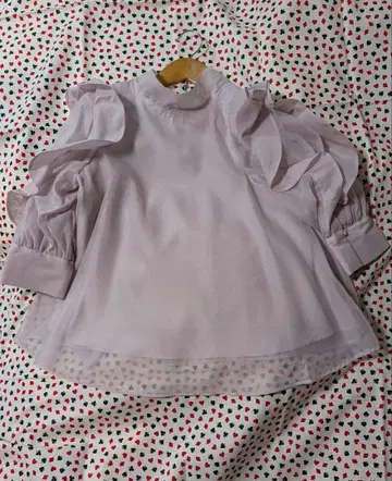 스나이델 블라우스 M 라벤더 쉬폰 반팔