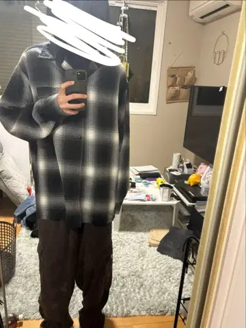 플란넬 셔츠 블랙 화이트 체크