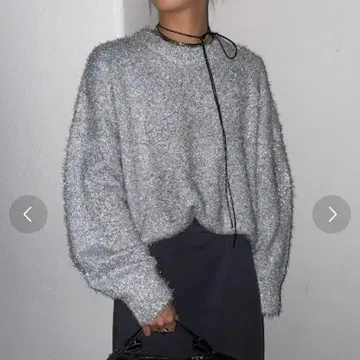 미사용 새상품 AIC. 메탈릭 믹스 니트탑