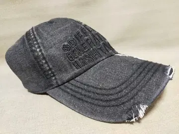 [새상품] 데님 캡 그레이 데미지 가공 남녀 공용 빈티지풍 자수