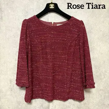 새상품급 Rose Tiara 로즈 티아라 트위드풍 상의 7부 소매 42