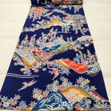 고급 화학 섬유 홍가타 먼 산 꽃과 새 그림 옷감 (838)