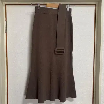 snidel 스나이델 머메이드 스커트 니트 브라운 벨트 포함