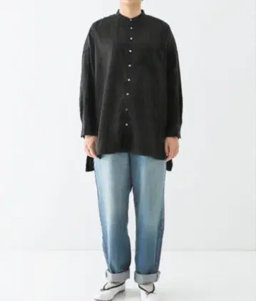 nestRobe 네스트로브 린넨 하이카운트 밴드 카라 셔츠