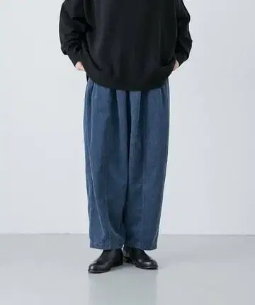 코듀로이 와이드 팬츠 다크 블루