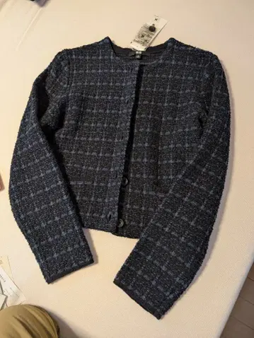 UNIQLO 노카라 니트 자켓 M 네이비 계열 택 포함 미사용 새상품