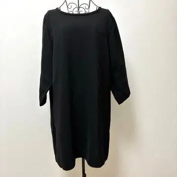 블랙 7부 소매 원피스