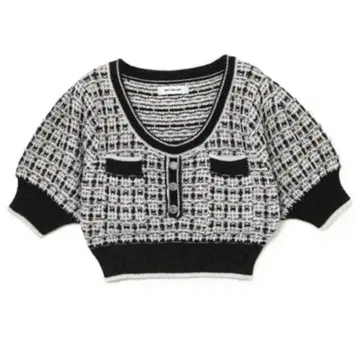 melt the lady 트위드 니트 크롭 상의 블랙