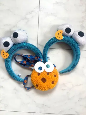 미사용 새상품 쿠키 몬스터 머리띠 유니버셜 스튜디오 묶음 판매