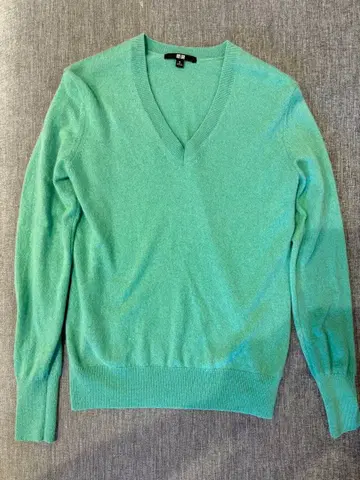 캐시미어 100% UNIQLO 민트 그린 V넥 스웨터 M