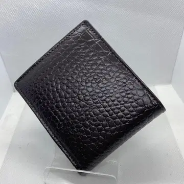 악어 엠보싱 다크 브라운 가죽 접이식 지갑