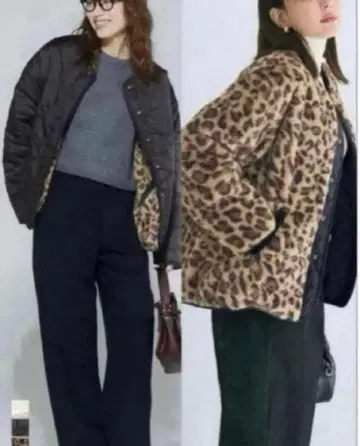 [ L 사이즈 ] coca 워셔블 리버서블 퀼팅 블루종 A 레오파드